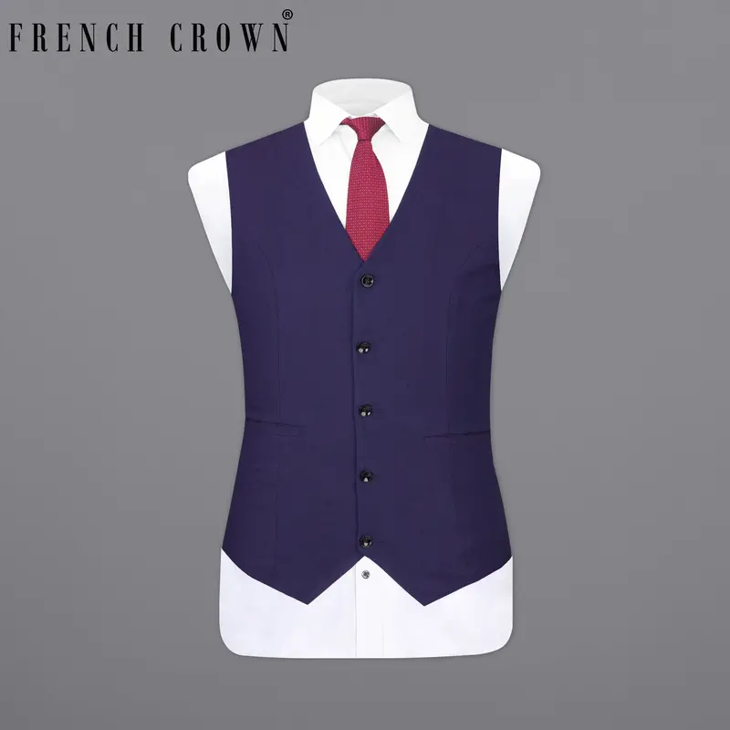 Martinique Blue Premium Cotton Designer Waistcoat 7