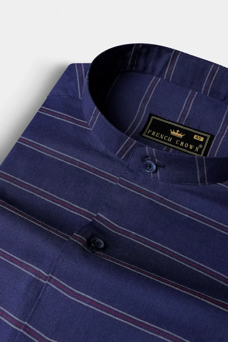 Martinique Blue Striped Royal Oxford Premium Cotton Shirt 1