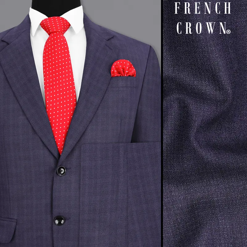 Martinique Blue Subtle Checkered Single Breasted Suit 1