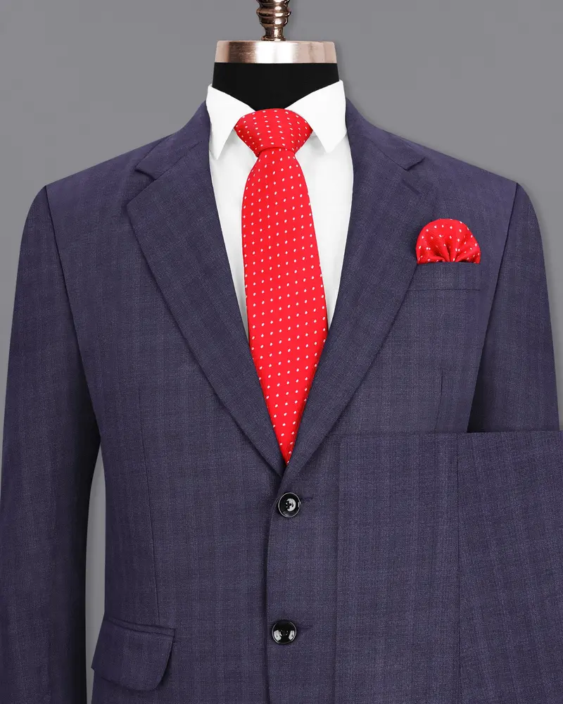 Martinique Blue Subtle Checkered Single Breasted Suit 2