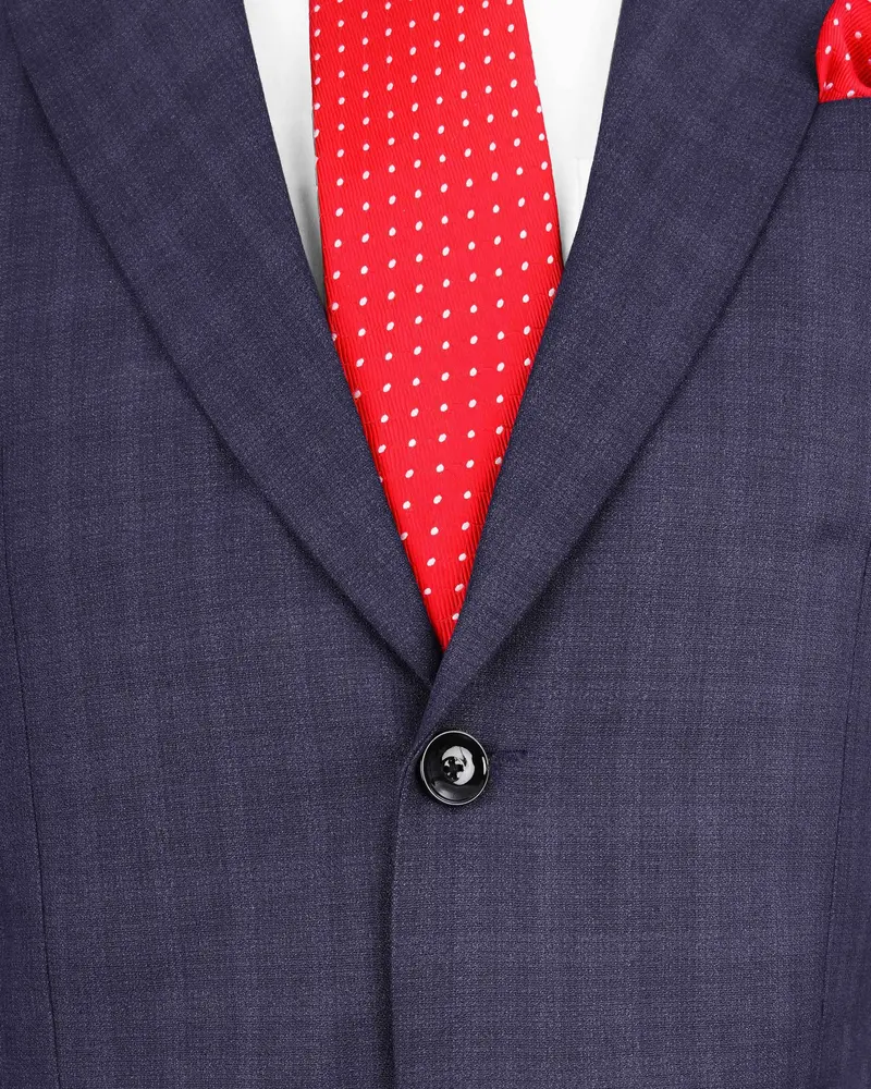 Martinique Blue Subtle Checkered Single Breasted Suit 5