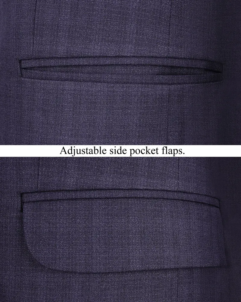 Martinique Blue Subtle Checkered Single Breasted Suit 6