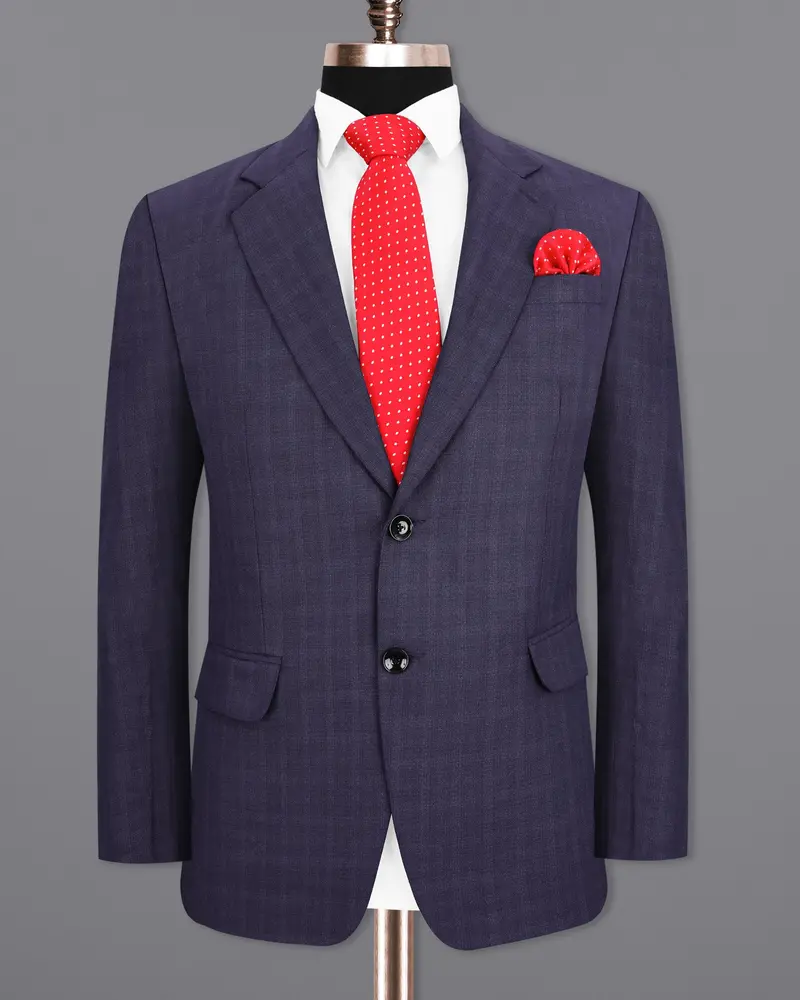 Martinique Blue Subtle Checkered Single Breasted Suit 8