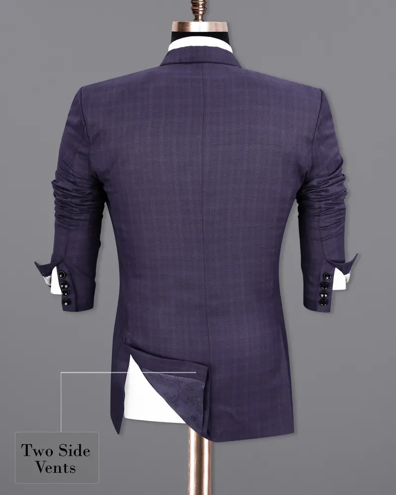 Martinique Blue Subtle Checkered Single Breasted Suit 9