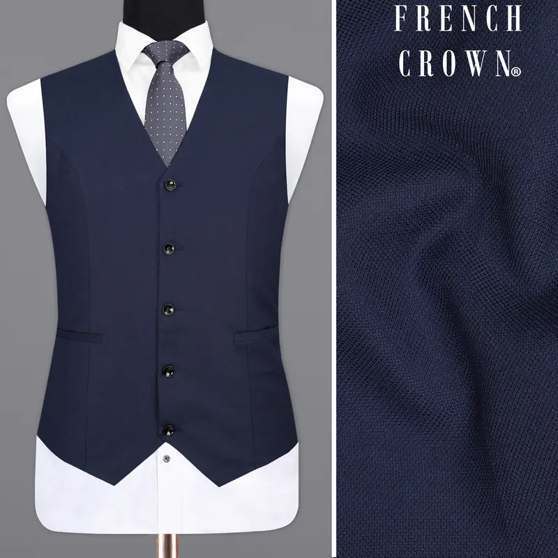 Martinique Blue Textured Waistcoat 1
