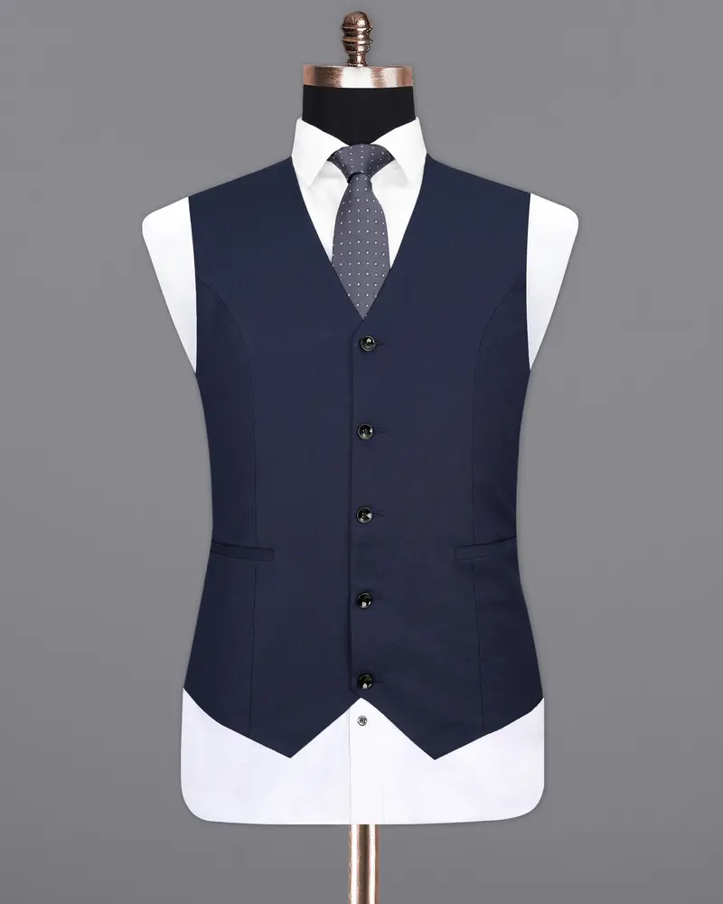 Martinique Blue Textured Waistcoat 2