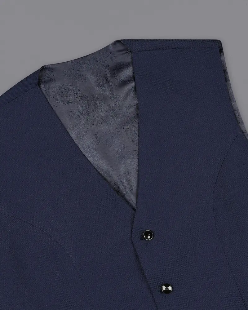 Martinique Blue Textured Waistcoat 4