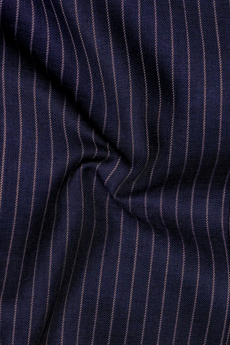 Martinique Blue With Prelude Striped Cross Placket Bandhgala/Mandarin Corduroy Premium Cotton Blazer 3