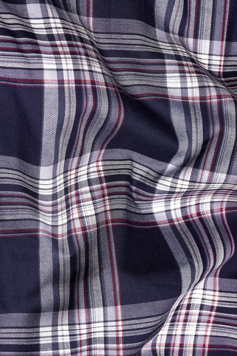 Martinique Blue With White Twill Plaid Premium Cotton Shirt 2