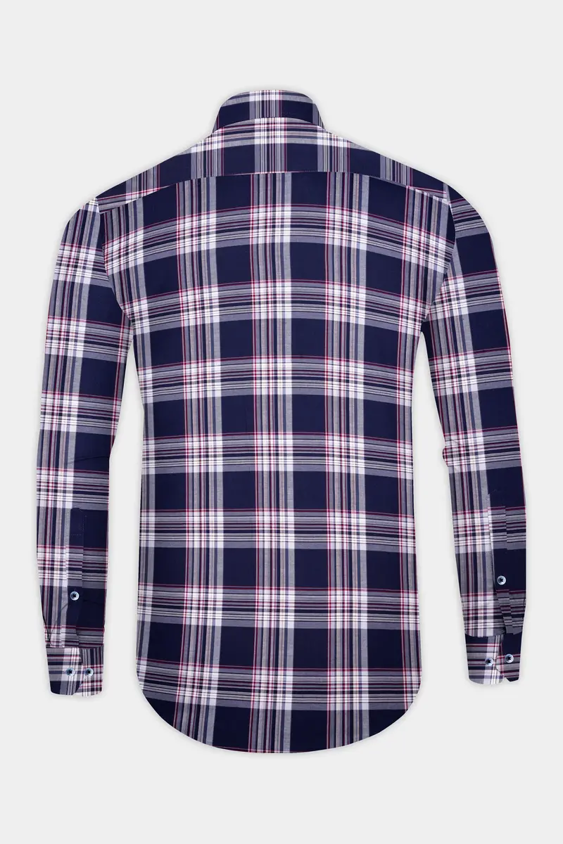Martinique Blue With White Twill Plaid Premium Cotton Shirt 5