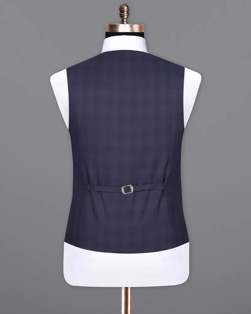 Martinique Blue Wool Rich Plaid Waistcoat 6