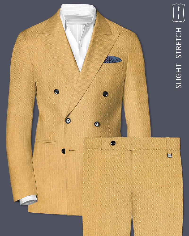 Marula-Desert Yellow Solid Wool Rich Double Breasted Slight Stretch Suit 1