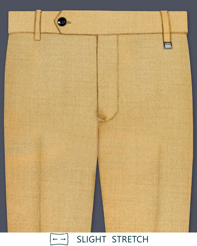 Marula-Desert Yellow Solid Wool Rich Slight Stretch Waistband Pant 1