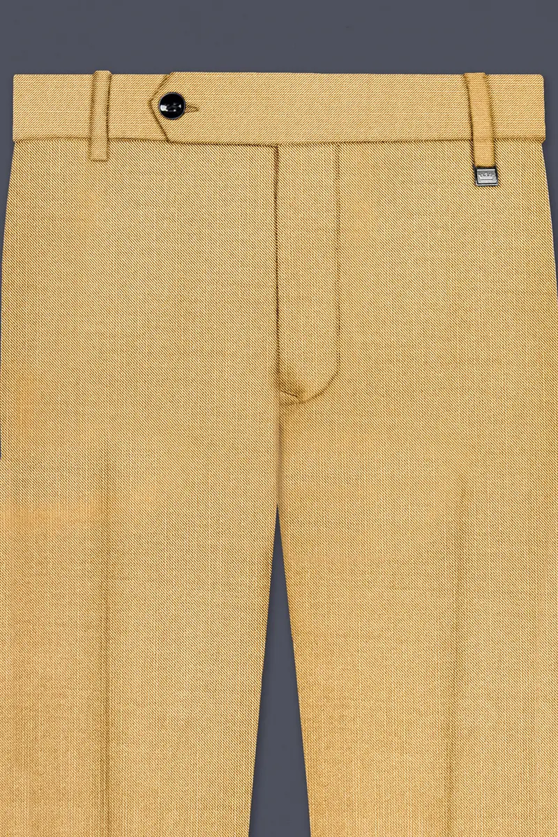 Marula-Desert Yellow Solid Wool Rich Slight Stretch Waistband Pant 4