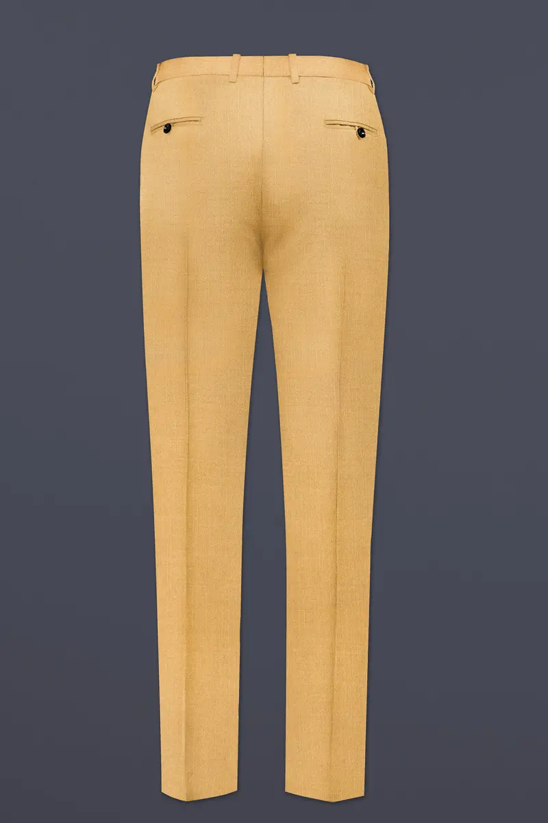 Marula-Desert Yellow Solid Wool Rich Slight Stretch Waistband Pant 5