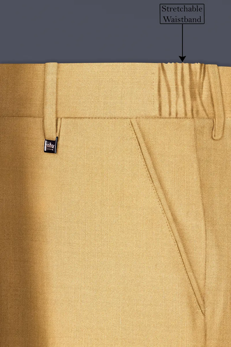 Marula-Desert Yellow Solid Wool Rich Slight Stretch Waistband Pant 6