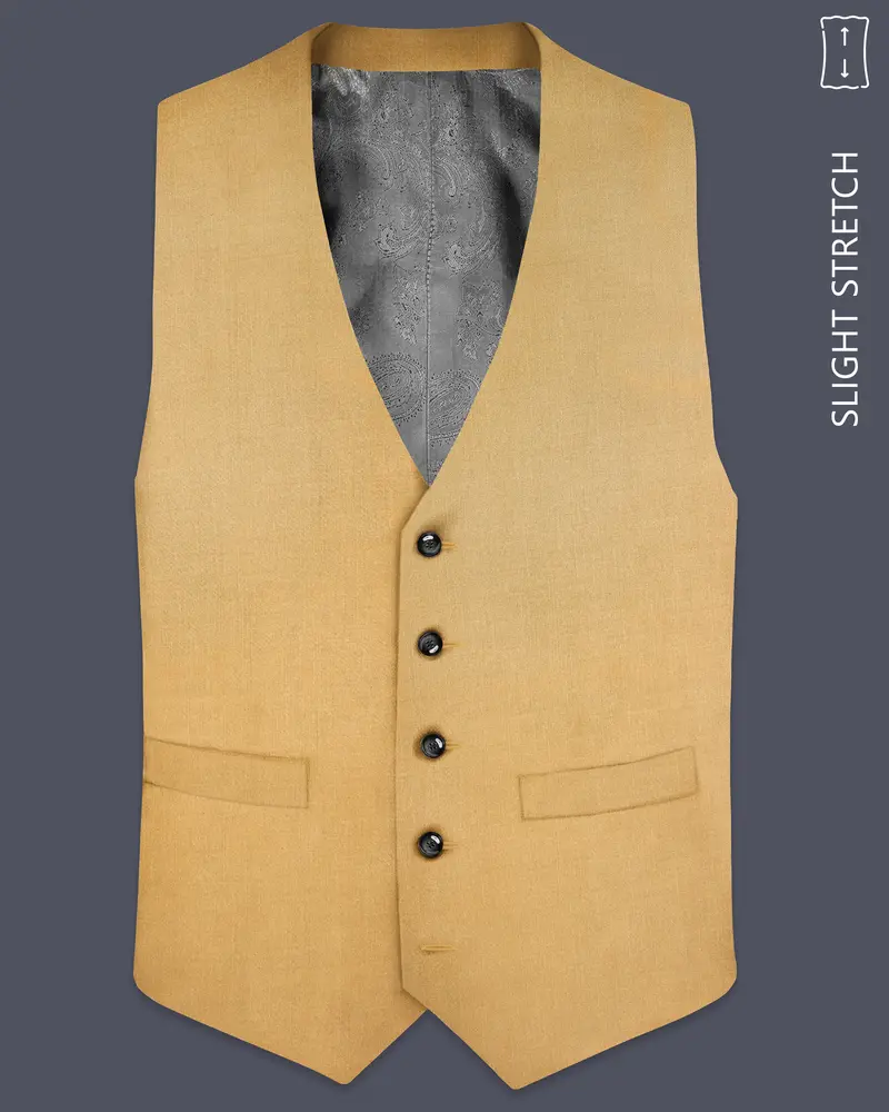 Marula-Desert Yellow Solid Wool Rich Slight Stretch Waistcoat 1