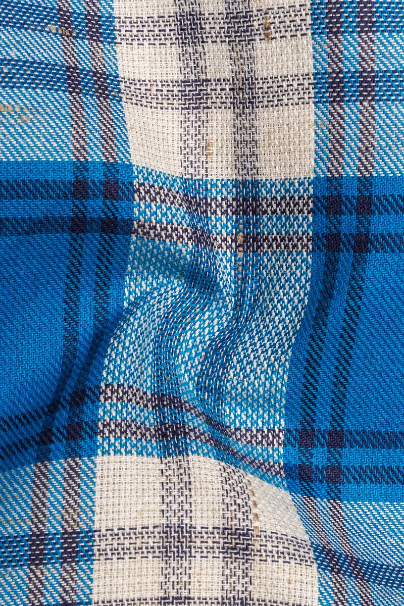 Matisse Blue With Bright White Plaid Dobby Textured Premium Giza Cotton Shirt 3