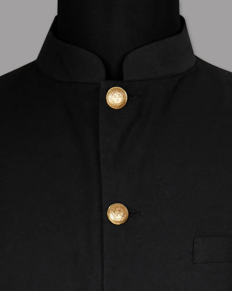 Matt Black Premium Cotton Nehru Jacket 5