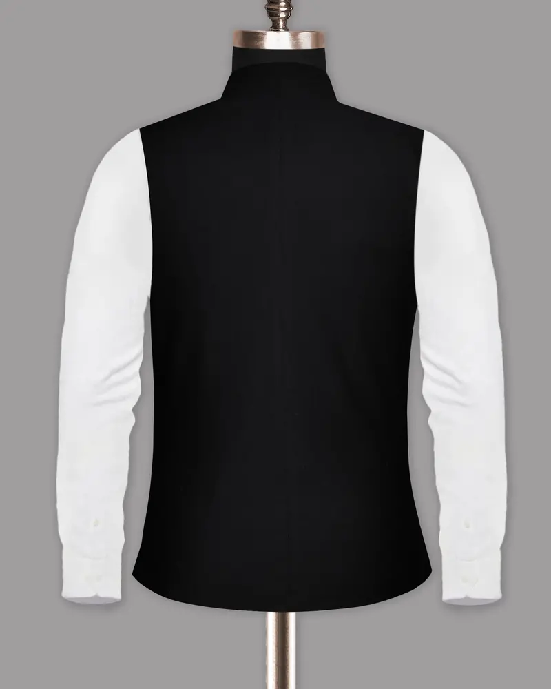 Matt Black Premium Cotton Nehru Jacket 6