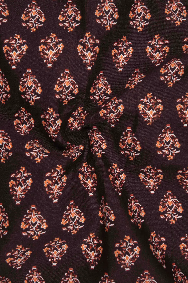 Matterhorn Brown Block Printed Premium Tencel Kurta Shirt 3