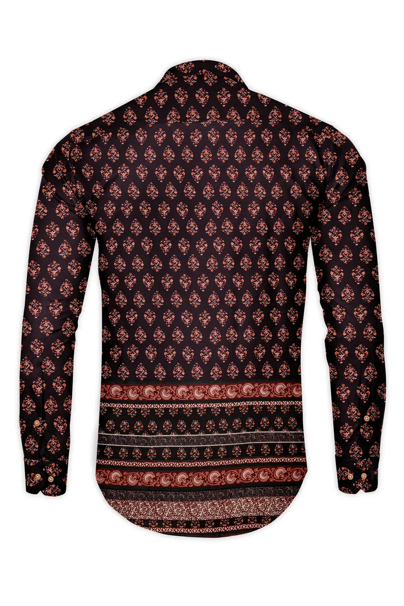Matterhorn Brown Block Printed Premium Tencel Kurta Shirt 7