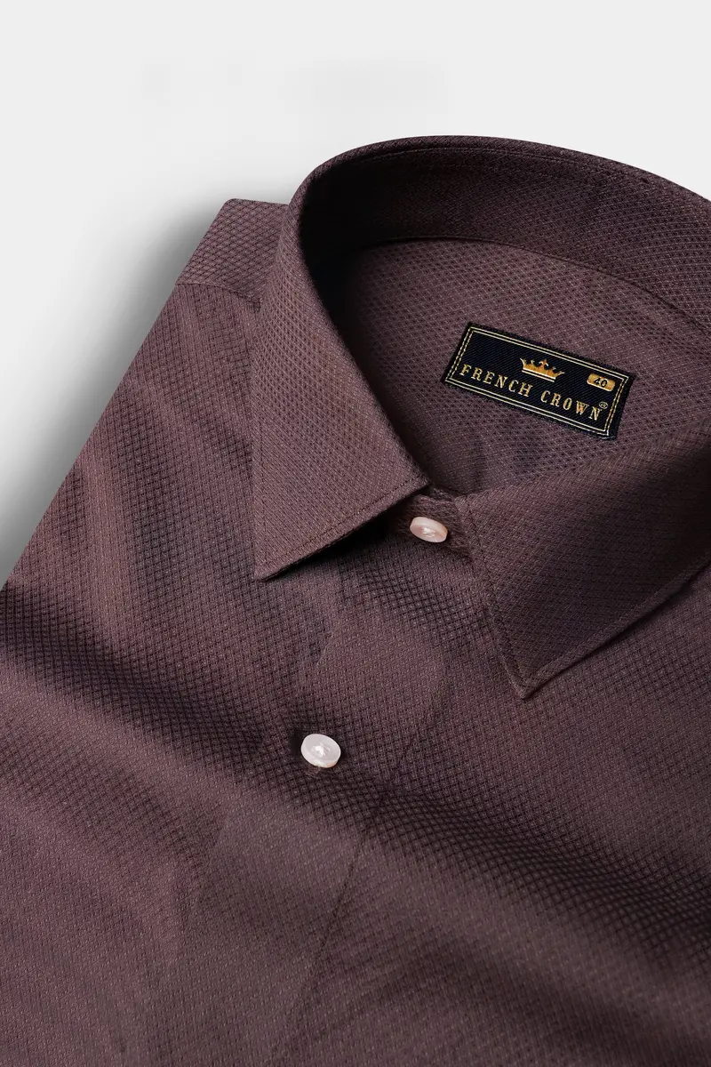 Matterhorn Brown Dobby Textured Premium Giza Cotton Shirt 1