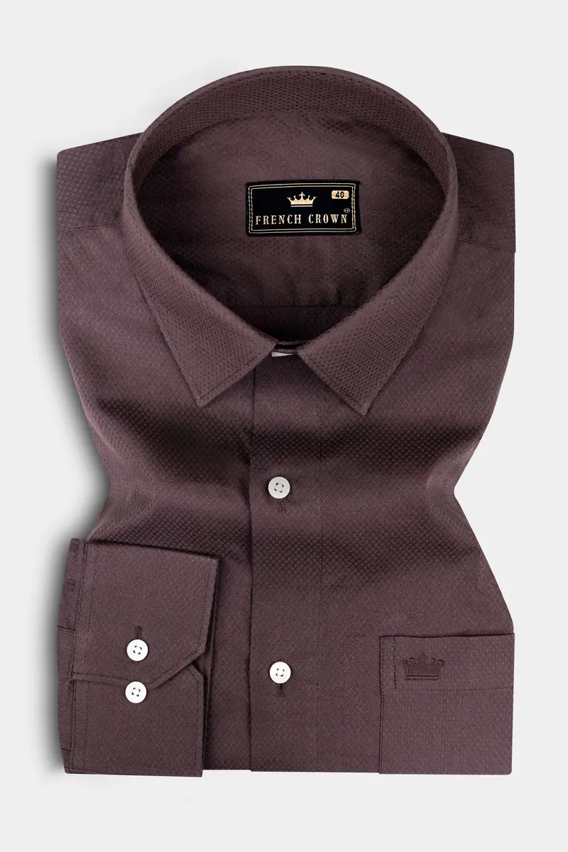 Matterhorn Brown Dobby Textured Premium Giza Cotton Shirt 3