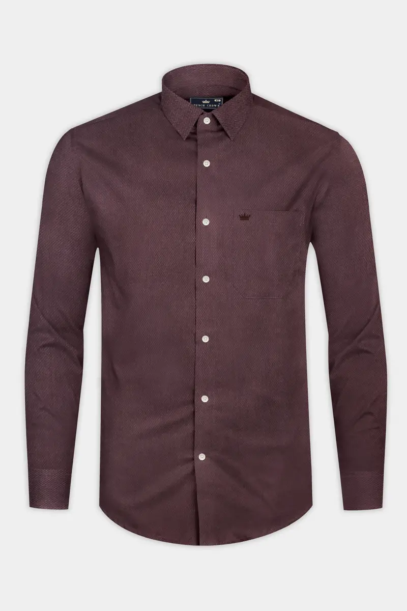 Matterhorn Brown Dobby Textured Premium Giza Cotton Shirt 4