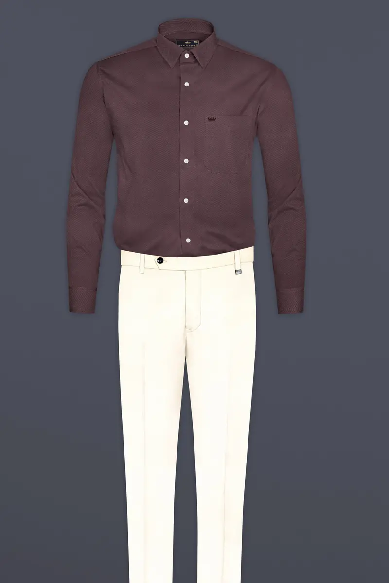 Matterhorn Brown Dobby Textured Premium Giza Cotton Shirt 6