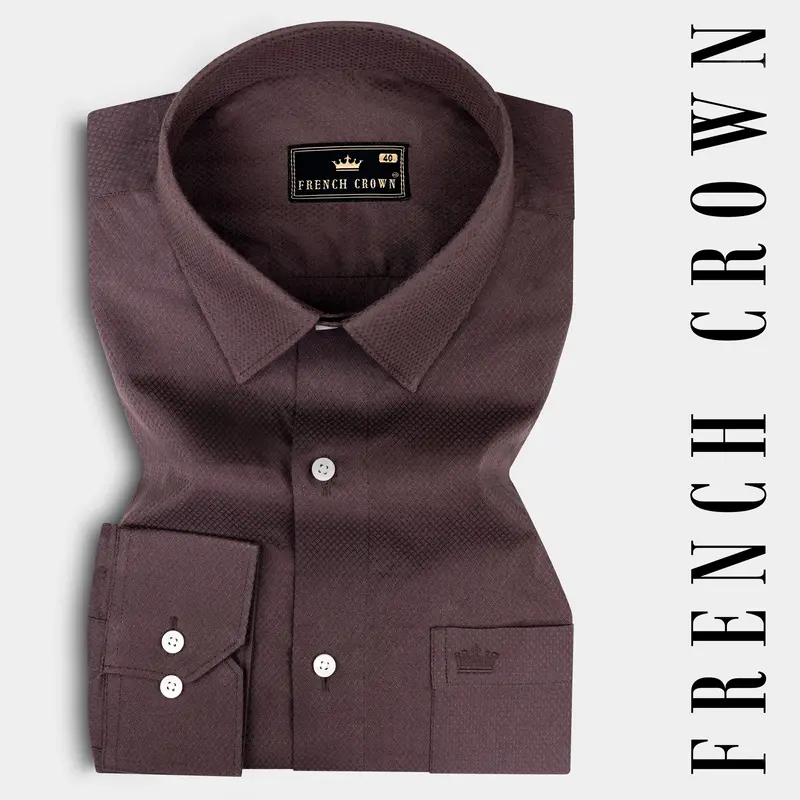 Matterhorn Brown Dobby Textured Premium Giza Cotton Shirt 7