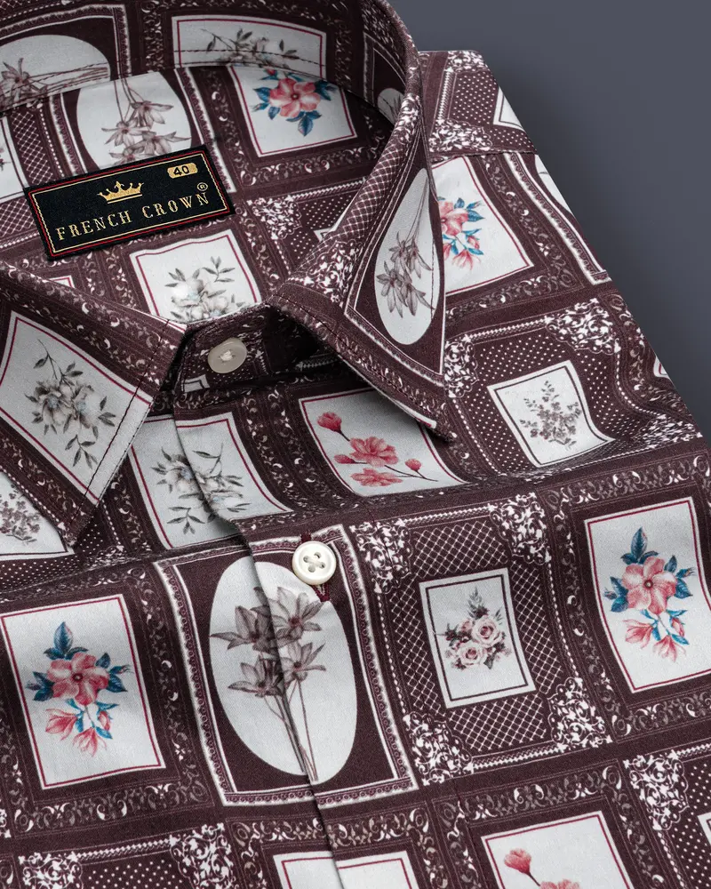 Matterhorn Brown Frame Printed Super Soft Premium Cotton Shirt 1