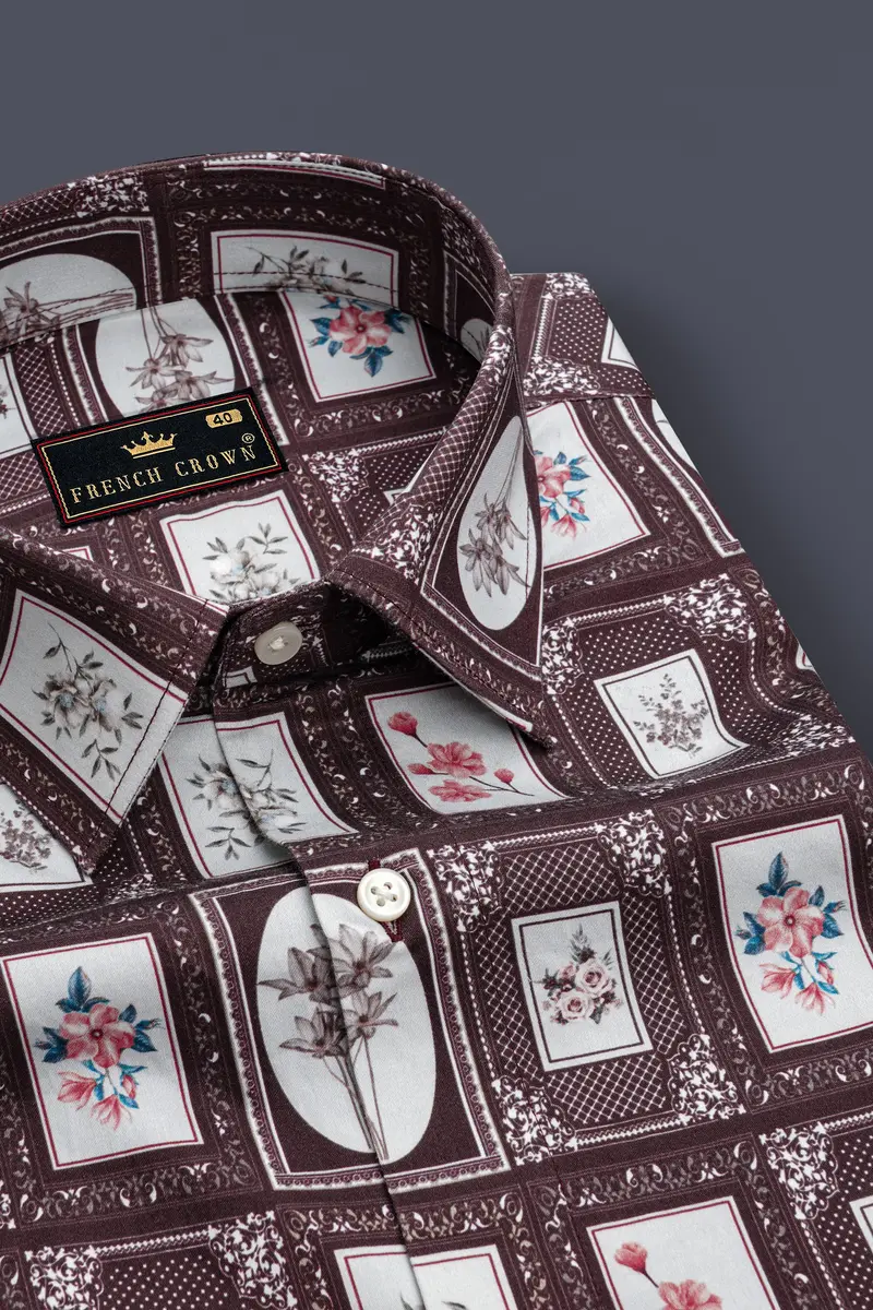 Matterhorn Brown Frame Printed Super Soft Premium Cotton Shirt 2