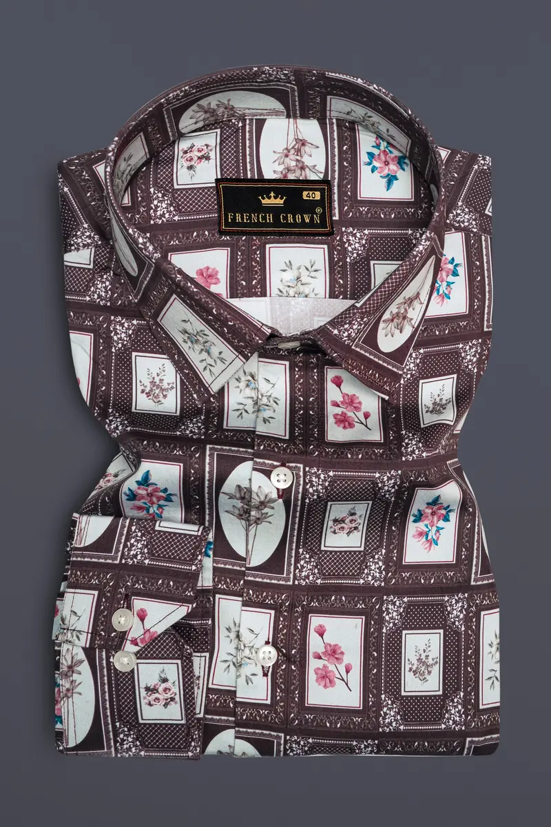 Matterhorn Brown Frame Printed Super Soft Premium Cotton Shirt 4