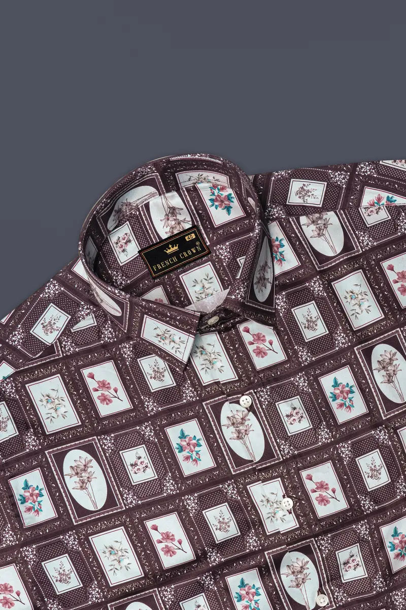 Matterhorn Brown Frame Printed Super Soft Premium Cotton Shirt 5