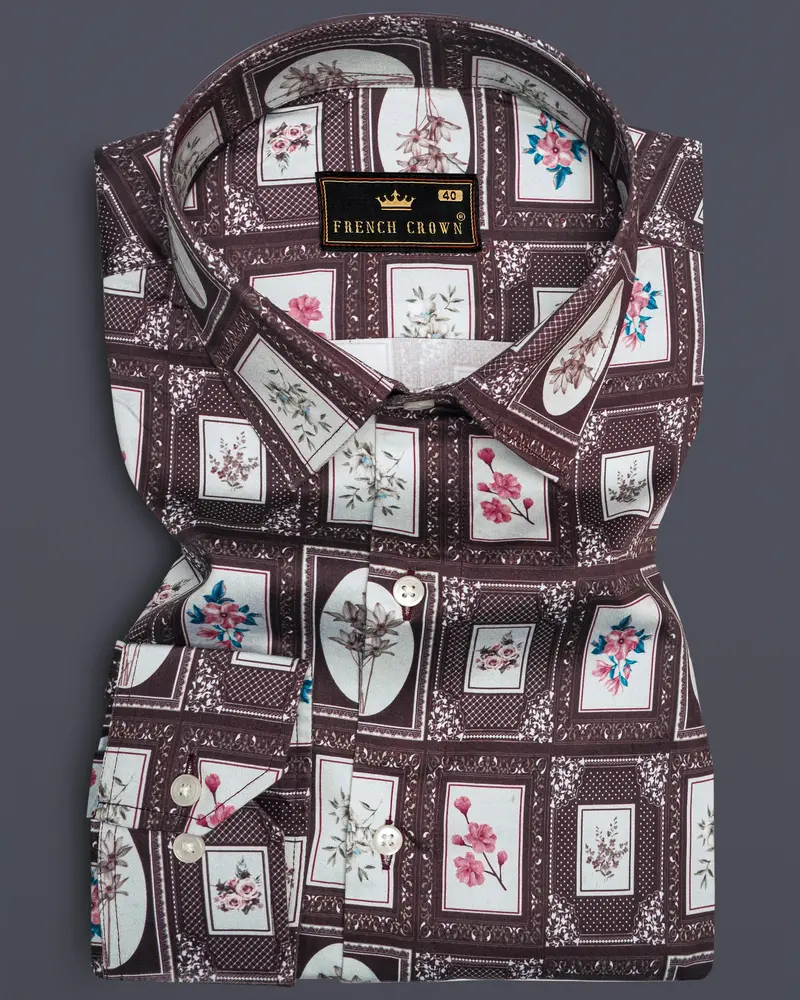 Matterhorn Brown Frame Printed Super Soft Premium Cotton Shirt 6