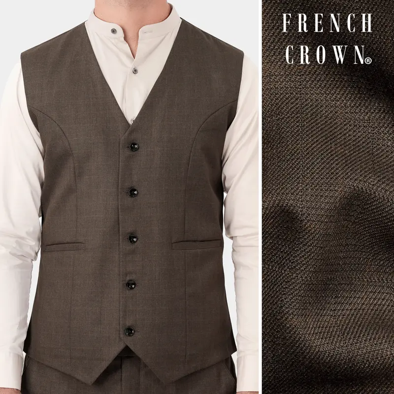 Matterhorn Brown Subtle Checkered Wool Rich Waistcoat 1