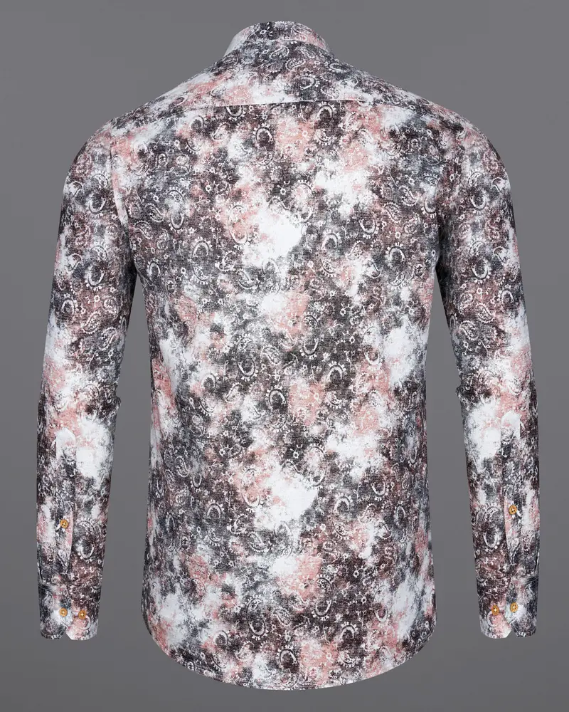 Matterhorn Brown With Cashmere Pink And White Paisley Printed Super Soft Premium Cotton Kurta Shirt 7