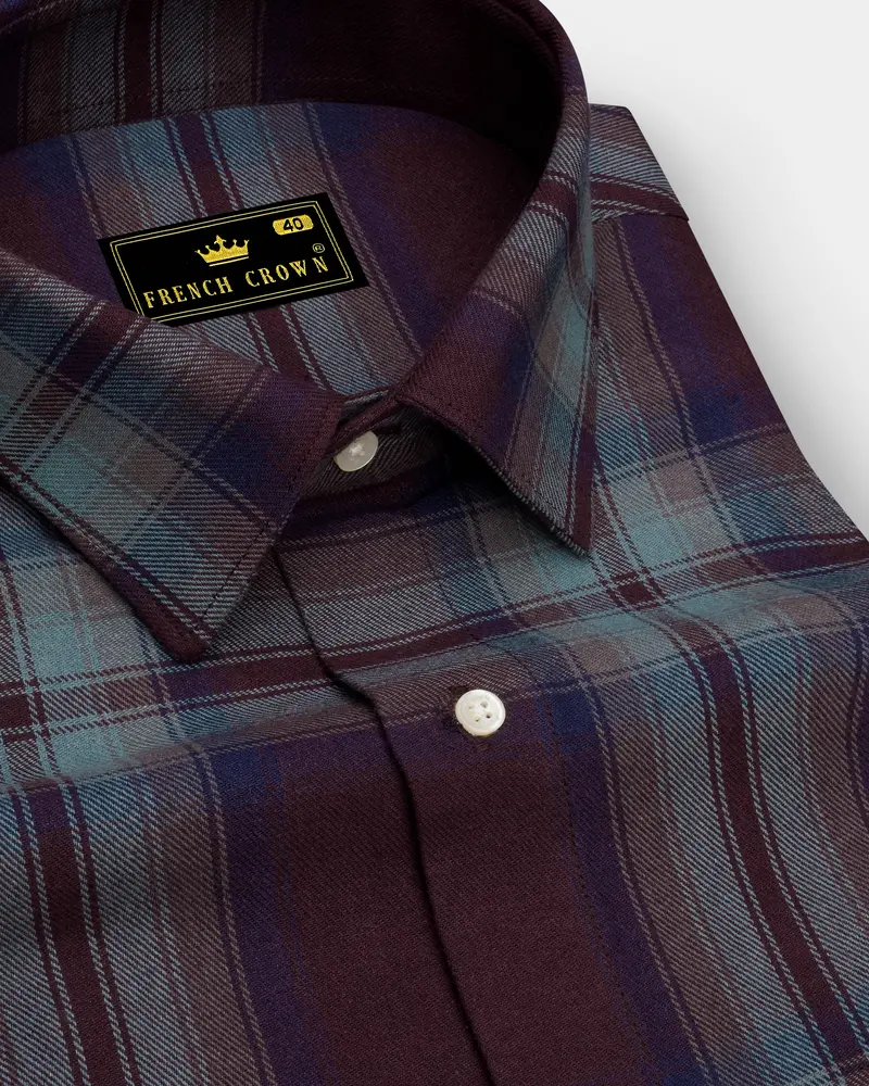 Matterhorn Brown With Cloudburst Blue Twill Premium Cotton Shirt 1