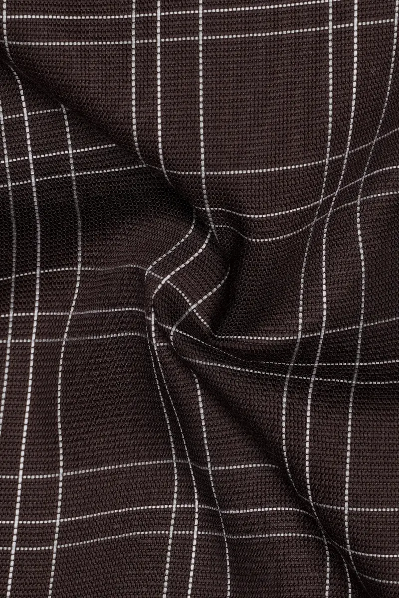 Matterhorn Brown With White Plaid Dobby Textured Premium Giza Cotton Shirt 3