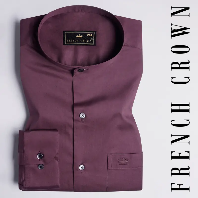 Matterhorn Maroon Subtle Sheen Super Soft Premium Cotton Mandarin Shirt 6