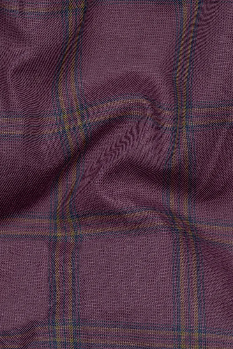 Matterhorn Maroon With Tuna Blue Twill Plaid Premium Cotton Shirt 3