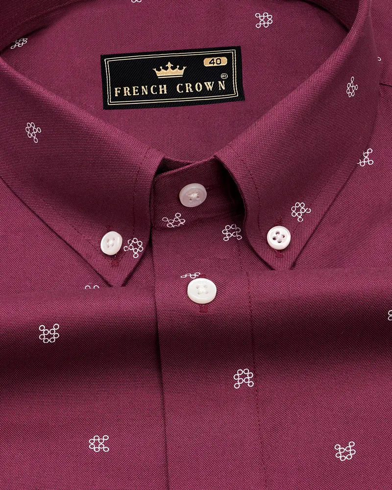 Mauve Maroon And White Royal Oxford Shirt 1