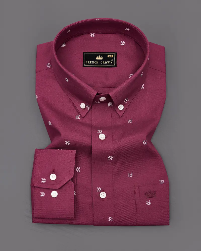 Mauve Maroon And White Royal Oxford Shirt 3