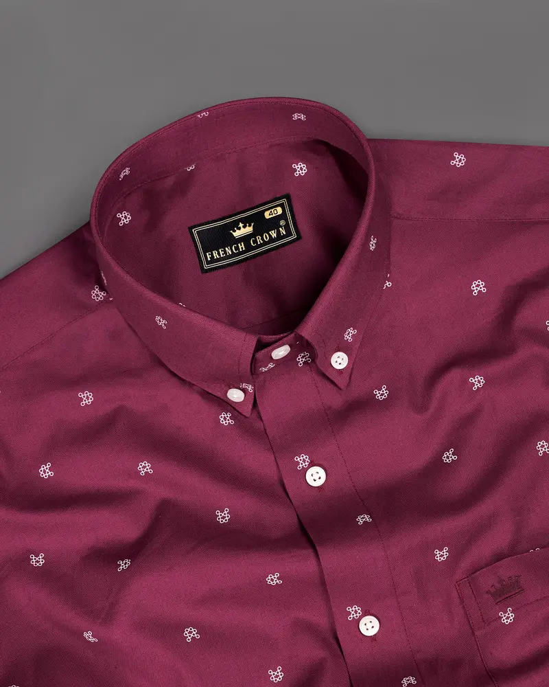 Mauve Maroon And White Royal Oxford Shirt 4