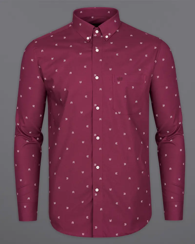 Mauve Maroon And White Royal Oxford Shirt 5