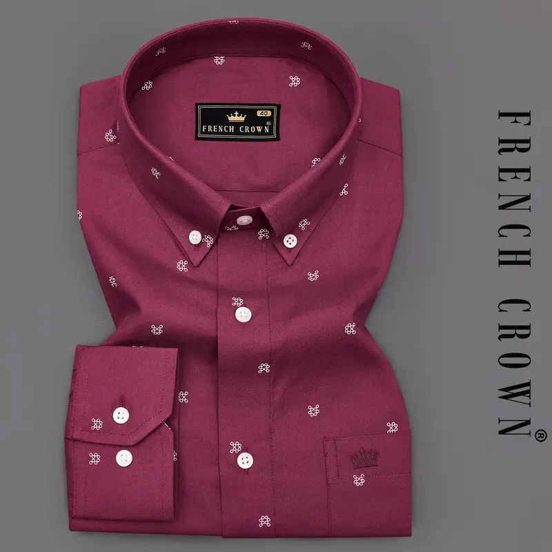 Mauve Maroon And White Royal Oxford Shirt 7