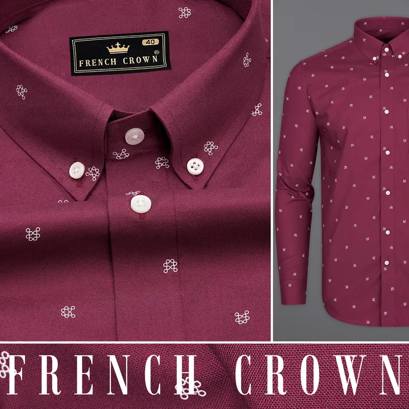 Mauve Maroon And White Royal Oxford Shirt 9