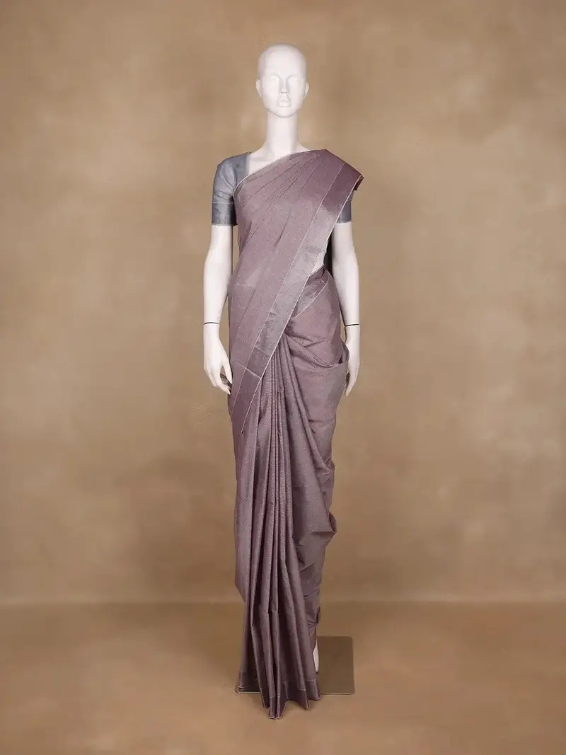 Mauve Stripes Designed Cotton Saree 1