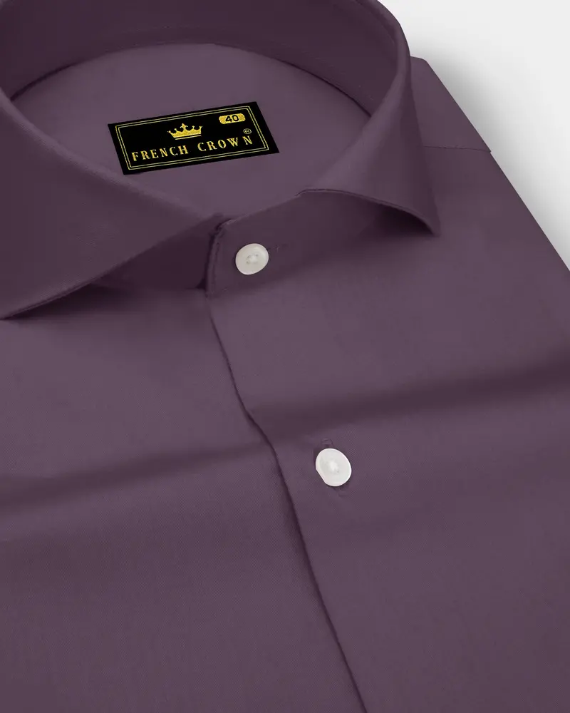 Mauvero-Taupe Purple Subtle Sheen Super Soft Premium Cotton Cut Away Collar Dress Shirt 1